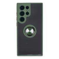 Newface Samsung Galaxy S23 Ultra Kılıf Montreal Yüzüklü Silikon Kapak - Yeşil