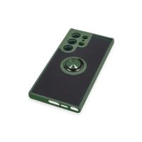 Newface Samsung Galaxy S23 Ultra Kılıf Montreal Yüzüklü Silikon Kapak - Yeşil