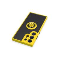 Newface Samsung Galaxy S23 Ultra Kılıf Montreal Yüzüklü Silikon Kapak - Sarı