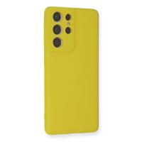 Newface Samsung Galaxy S21 Ultra Kılıf Nano içi Kadife Silikon - Sarı