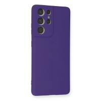 Newface Samsung Galaxy S21 Ultra Kılıf Nano içi Kadife Silikon - Mor