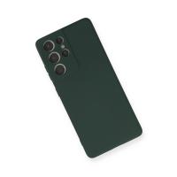 Newface Samsung Galaxy S21 Ultra Kılıf Nano içi Kadife Silikon - Koyu Yeşil