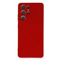 Newface Samsung Galaxy S21 Ultra Kılıf Nano içi Kadife Silikon - Kırmızı