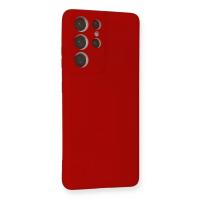 Newface Samsung Galaxy S21 Ultra Kılıf Nano içi Kadife Silikon - Kırmızı