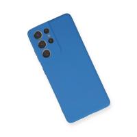 Newface Samsung Galaxy S21 Ultra Kılıf Nano içi Kadife Silikon - Mavi