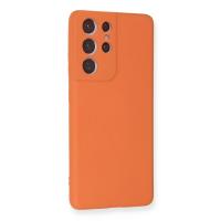 Newface Samsung Galaxy S21 Ultra Kılıf Nano içi Kadife Silikon - Turuncu