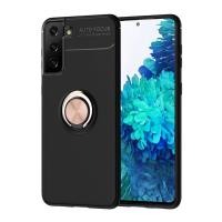 Newface Samsung Galaxy S21 Plus Kılıf Range Yüzüklü Silikon - Siyah-Gold