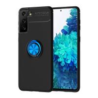 Newface Samsung Galaxy S21 Plus Kılıf Range Yüzüklü Silikon - Siyah-Mavi