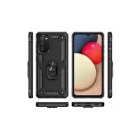 Newface Samsung Galaxy A02S Kılıf Sofya Yüzüklü Silikon Kapak - Siyah