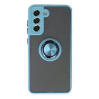 Newface Samsung Galaxy S21 FE Kılıf Montreal Yüzüklü Silikon Kapak - Buz Mavi