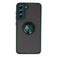 Newface Samsung Galaxy S21 FE Kılıf Montreal Yüzüklü Silikon Kapak - Yeşil