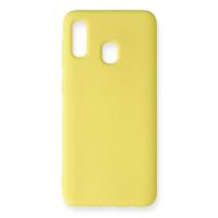 Newface Samsung Galaxy A20 Kılıf Nano içi Kadife Silikon - Sarı