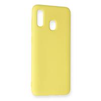 Newface Samsung Galaxy A20 Kılıf Nano içi Kadife Silikon - Sarı