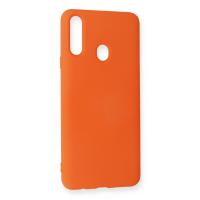 Newface Samsung Galaxy A20S Kılıf Nano içi Kadife Silikon - Turuncu