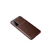 Newface Samsung Galaxy S21 Plus Kılıf Auto Focus Karbon Kapak - Kahverengi