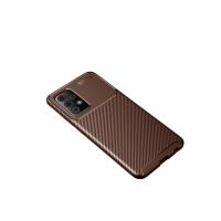 Newface Samsung Galaxy A72 Kılıf Auto Focus Karbon Kapak - Kahverengi