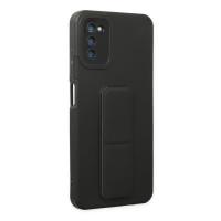 Newface Samsung Galaxy A03S Kılıf Mega Standlı Silikon - Siyah