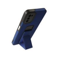 Newface Samsung Galaxy A03S Kılıf Mega Standlı Silikon - Mavi