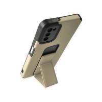 Newface Samsung Galaxy A03S Kılıf Mega Standlı Silikon - Gold