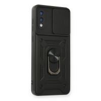 Newface Samsung Galaxy A02 Kılıf Pars Lens Yüzüklü Silikon - Siyah