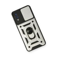 Newface Samsung Galaxy A02 Kılıf Pars Lens Yüzüklü Silikon - Gümüş