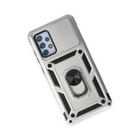 Newface Samsung Galaxy A72 Kılıf Pars Lens Yüzüklü Silikon - Gümüş