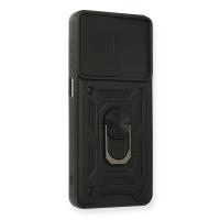 Newface Samsung Galaxy A12 Kılıf Pars Lens Yüzüklü Silikon - Siyah