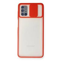 Newface Samsung Galaxy M51 Kılıf Palm Buzlu Kamera Sürgülü Silikon - Kırmızı