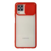 Newface Samsung Galaxy A12 Kılıf Palm Buzlu Kamera Sürgülü Silikon - Kırmızı