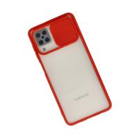 Newface Samsung Galaxy A12 Kılıf Palm Buzlu Kamera Sürgülü Silikon - Kırmızı