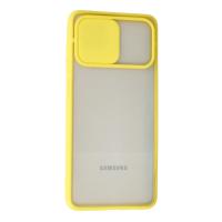 Newface Samsung Galaxy A12 Kılıf Palm Buzlu Kamera Sürgülü Silikon - Sarı