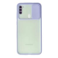 Newface Samsung Galaxy A11 Kılıf Palm Buzlu Kamera Sürgülü Silikon - Lila