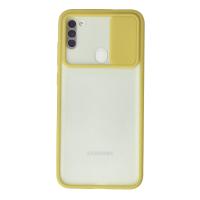 Newface Samsung Galaxy A11 Kılıf Palm Buzlu Kamera Sürgülü Silikon - Sarı