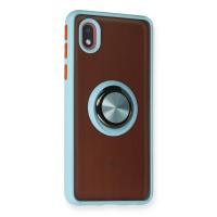 Newface Samsung Galaxy A01 Core Kılıf Montreal Yüzüklü Silikon Kapak - Buz Mavi