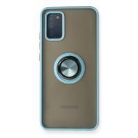 Newface Samsung Galaxy A02S Kılıf Montreal Yüzüklü Silikon Kapak - Buz Mavi