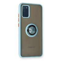 Newface Samsung Galaxy A02S Kılıf Montreal Yüzüklü Silikon Kapak - Buz Mavi