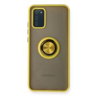 Newface Samsung Galaxy A02S Kılıf Montreal Yüzüklü Silikon Kapak - Sarı
