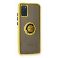 Newface Samsung Galaxy A02S Kılıf Montreal Yüzüklü Silikon Kapak - Sarı