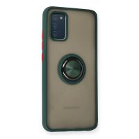 Newface Samsung Galaxy A02S Kılıf Montreal Yüzüklü Silikon Kapak - Yeşil