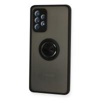 Newface Samsung Galaxy A72 Kılıf Montreal Yüzüklü Silikon Kapak - Siyah