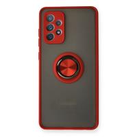 Newface Samsung Galaxy A72 Kılıf Montreal Yüzüklü Silikon Kapak - Kırmızı