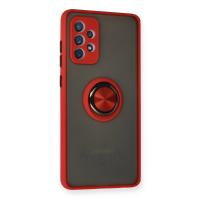 Newface Samsung Galaxy A72 Kılıf Montreal Yüzüklü Silikon Kapak - Kırmızı