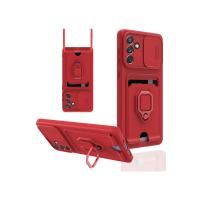 Newface Samsung Galaxy A04S Kılıf Zuma Kartvizitli Yüzüklü Silikon - Kırmızı