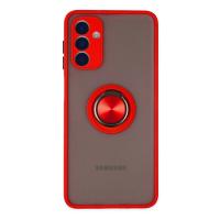 Newface Samsung Galaxy A04S Kılıf Montreal Yüzüklü Silikon Kapak - Kırmızı