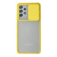 Newface Samsung Galaxy A32 Kılıf Palm Buzlu Kamera Sürgülü Silikon - Sarı