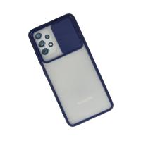 Newface Samsung Galaxy A72 Kılıf Palm Buzlu Kamera Sürgülü Silikon - Lacivert