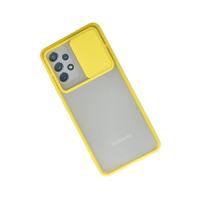 Newface Samsung Galaxy A72 Kılıf Palm Buzlu Kamera Sürgülü Silikon - Sarı