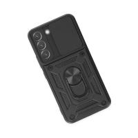 Newface Samsung Galaxy S22 Kılıf Pars Lens Yüzüklü Silikon - Siyah