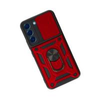 Newface Samsung Galaxy S22 Kılıf Pars Lens Yüzüklü Silikon - Kırmızı