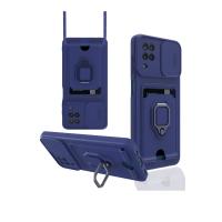 Newface Samsung Galaxy A12 Kılıf Zuma Kartvizitli Yüzüklü Silikon - Lacivert